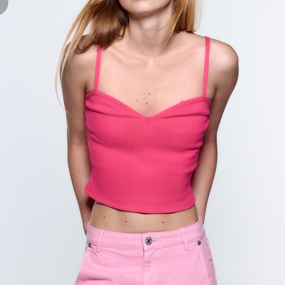 Zara Sweetheart Pink Ribbed Tank - Picture 2 of 5
